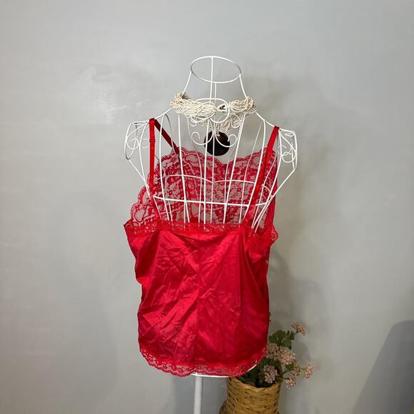 Vintage silky babydoll red lace slip cami top - Picture 7 of 8